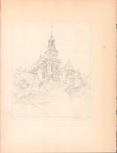 Estampado artístico - Iglesias de París - Iglesia de St. Gervais - 1929 - Imagen 1 de 2