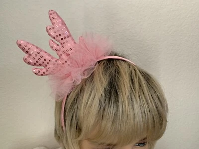 Pink Satin & Net Costume Headband Hat - One Size - Image 1 of 2