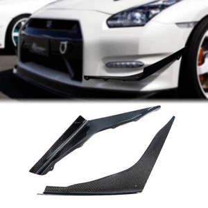 For 12-16 Nissan R35 GT-R GTR Carbon Fiber Style Front Bumper Side Canards Kit - Picture 1 of 5