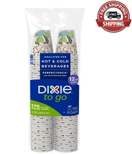 Dixie 12 oz PerfecTouch Insulated Paper Hot Cold Coffee Haze Cup 176 cups - Picture 1 of 5