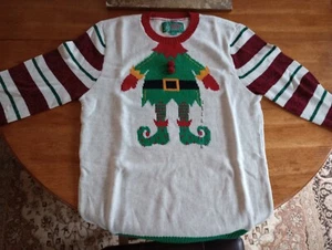Hässliche Weihnachtspullover-Marke - bestickt Elf Herren groß - Bild 1 von 3