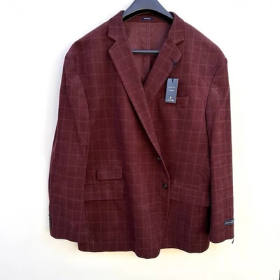 Chaqueta Blazer Stafford Rojo Borgoña Pana a Cuadros Abrigo Deportivo Para Hombre 60 GNL $220 Foto 1 de 4