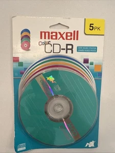 Maxell Color CD-R Data 5 Pack- Music Photos - 80mins 700mb -  Sealed packaging - Picture 1 of 2