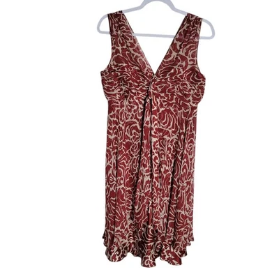 Vestido de seda Donna Ricco Y2K para mujer talla 10 rojo tostado floral babydoll regreso a casa graduación Foto 1 de 4