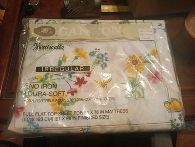 De Colección Foral Cannon Monticello Sábana Plana Ropa de Cama Completa Tapa Plana Sin Hierro Dura Suave! Foto 1 de 4