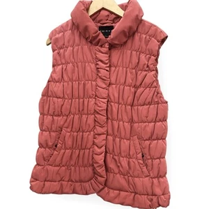 TRIBAL Women’s Large L Top Coral Pink Sleeveless Puffer Vest Pockets Ruching - Picture 1 of 5