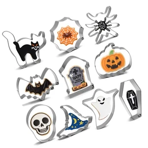 Halloween Ausstechformen Set 10-teilig - Geist, Fledermaus, Kürbis, Hexenhut, Katze, Sku... - Bild 1 von 6