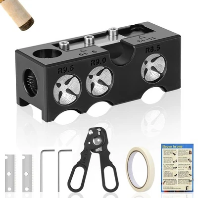 SHTALHST 10-in-1 Billiards Pool Cue Tip Shaper, Tips Replacement Kit, Black