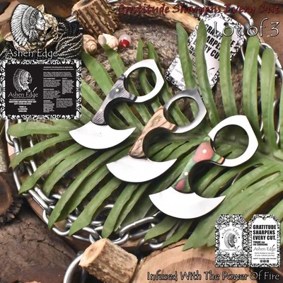 Cuchillo desollador personalizado Ashen Edge ATS-34 acero madera dura lote de 3 cazadores Foto 1 de 4