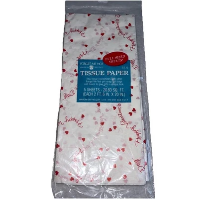 Vintage Forget Me Not Tissue Paper 5 Sheets Happy Valentine's 2Ft.x 6in NEW - Image 1 of 4