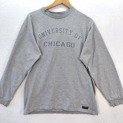 VTG University Chicago Jansport Shirt Mens Medium Gray Long Sleeve Spellout USA - Image 1 of 4