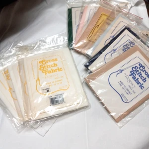9 Pks Regency CrossStitch Fabric 3 Aida 18ct 5 Aida 14ct 1 Banjo Cloth 14ct NOS - Picture 1 of 5