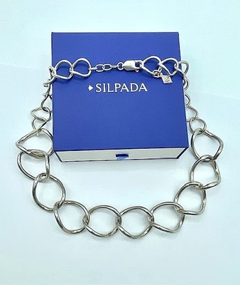 Silpada .925 Sterling Silver Chunky Graduated Wavy Link Chain Necklace 18" N1633 - Image 1 of 4