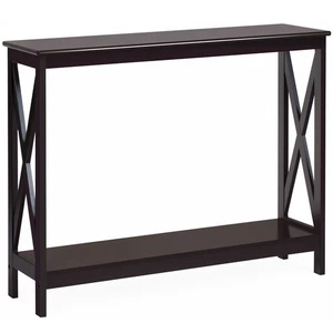 2-Tier Console Table X-Design Bookshelf Sofa Side Accent Table w/Shelf Espresso - Picture 1 of 12