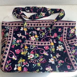 VERA BRADLEY Ribbons Of Hope Navy Blue XL Tote - Picture 1 of 6