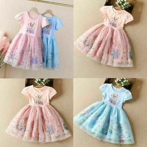 Kid Girls Elsa Princess Dress Children Birthday Party Tutu Tulle Dress Age 2-10 - Picture 1 of 15