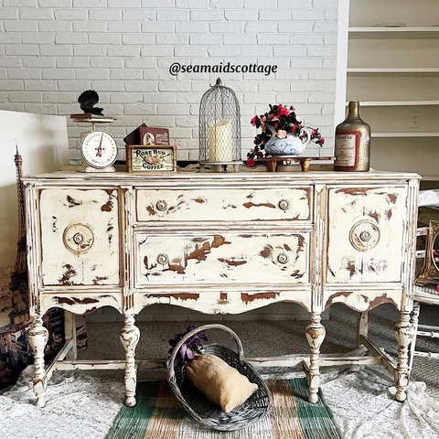 Gorgeous Antique French Farmhouse Painted Cottage, Country, Buffet, Sideboard! Cover