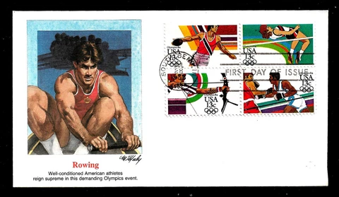 1984 Summer Olympics First Day Of Issue Unaddressed Fleetwood Cachet 2048- 2051 Cover