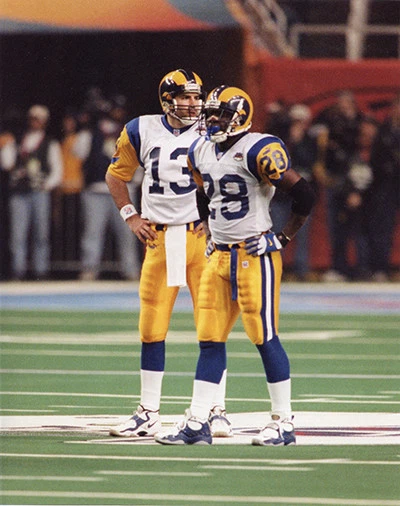 FOTO XXXIV 8X10 KURT WARNER MARSHALL FAULK ST LOUIS RAMS SUPER BOWL Foto 1 de 1