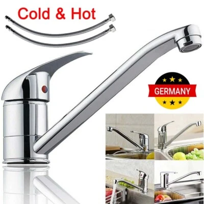 Verchromt Küchenarmatur Einhand Wasserhahn Küche Mischbatterie Spültischarmatur - Bild 1 von 4