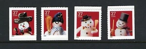 US Scott # 3688 - 3691 / Christmas Snowmen  2002 Set of 4 Singles From BK293 MNH - Picture 1 of 1