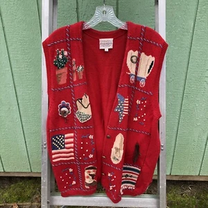 Susan Bristol Cowboy Western Ugly Knit Cardigan Weste Vintage 90’s Women’s Large - Bild 1 von 18