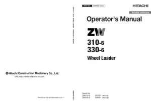 HITACHI ZW310-6 ZW330-6 Wheel Loader Operators Manual PDF USB - Picture 1 of 5