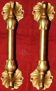 Brass Garden Door Pull Set 9'' Inches Flower Shape Handle Restaurant Gate EK512 - Picture 1 of 7