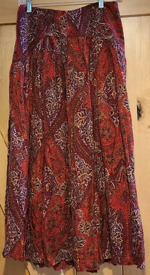 Vtg Lord Taylor Size 12 Midi Skirt Paisley V Front Pleat Boho 80's Retro USA - Image 1 of 4