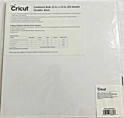 Cricut Cardstock Bulk Sampler Basic 12''x12'' (24 Sheets) Black White Cream Gray - Image 1 of 4