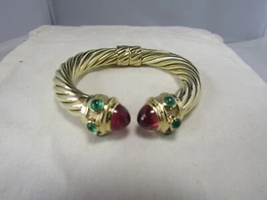 David Yurman 14K Solid Yellow Gold Pink Tourmaline 10MM Renaissance Bracelet - Picture 1 of 12