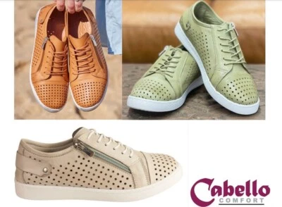 Cabello Comfort Shoes Leather Lace Up Zip Sneakers Cabello Shoes EG17 New Colour - Image 1 of 4