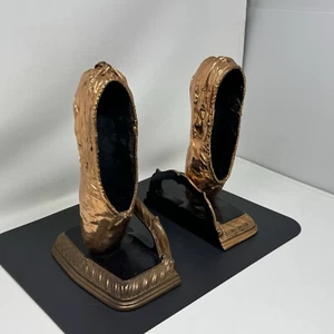 Vintage EN POINTE Ballet Shoes Copper Bronzed Statue Bookends Book End - Picture 1 of 11