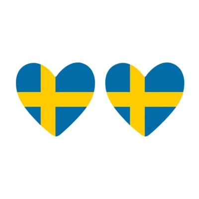 INKING HOUSE 2 x SWEDEN Heart Flag Temporary Tattoo SWEDISH Team