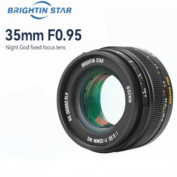Brightin Star 35mm F0.95 APS-C Large Aperture MF Lens for Canon Sony Fuji M4/3 - Image 1 of 4
