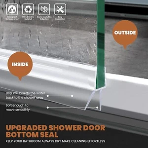 2 Pack Shower Door Bottom Seal Strip 4-6mm / 6-8mm Glass, Shower Door Clear Seal - Picture 1 of 14