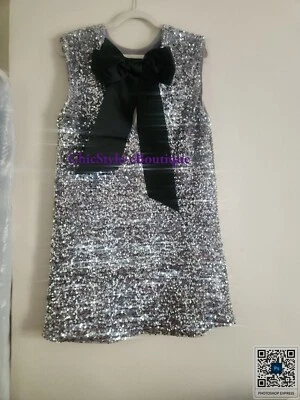 Vestido H&M Lentejuelas Atado Plateado Negro Corbata Trasera Edición Vacaciones Talla XL NUEVO CON ETIQUETAS Foto 1 de 3