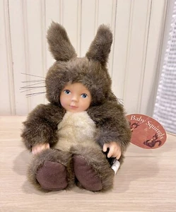 Vintage Baby Eichhörnchen Puppe von Anne Geddes 9 Zoll Neu mit Etikett 1998 mit Bohnenfüllung - Bild 1 von 9