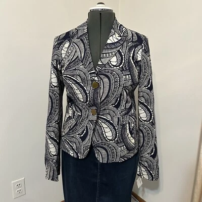 NWT Tory Burch navy and white print blazer size 12 - Image 1 of 4
