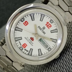 GENUINE VINTAGE RICOH R31 AUTOMATIC JAPAN MENS WHITE COLOR DIAL WATCH a689-U - Picture 1 of 10