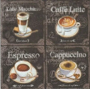 3 Servietten ~ Verschiedene Kaffee Espresso Cappuccino Coffee - Bild 1 von 1