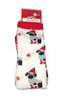 1 Pr Holiday Time Women's Knee High White Red Christmas Dog Shoe Size 4 - 10 New