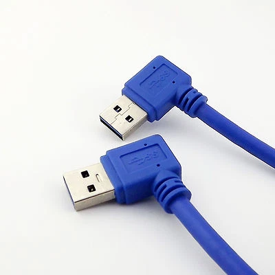 1x USB 3.0 A Male 90 Degree Right Angled to A Male Left Angle Generic Cable 30cm - Image 1 of 4