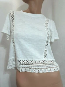 Camiseta corta Forever 21 contemporánea para mujer talla S blanca con acento de entrepierna corta - Imagen 1 de 12