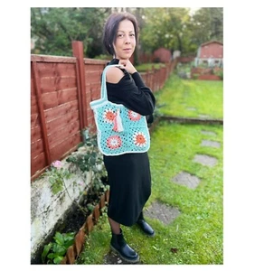 Bolso de mano/bolso de mano para mujer de ganchillo hecho a mano, bolso estilo boho, regalo de Navidad - Imagen 1 de 4