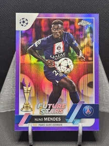 2022-23 Topps Chrome UEFA Purple & Gold Seismic (1:41 Packs) Nuno Mendes #26 SP - Picture 1 of 2