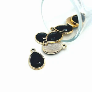 4, 20 oder 50 GROSSPACKUNG Stck. Schwarz und Gold Strass Träne Charms - US-Verkäufer - BK1023 - Bild 1 von 4