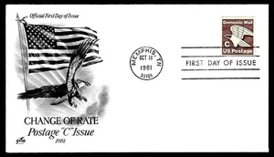 USA, SCOTT # 1946, ARTCRAFT FDC COVER - C RATE CHANGE, EAGLE, YEAR 1981 - Picture 1 of 1