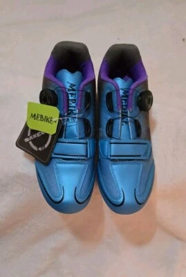 MEBIKE Mujer Ciclismo Bicicleta Zapatos Azul Púrpura Dama Carretera Talla EE. UU. 6.5 Foto 1 de 4