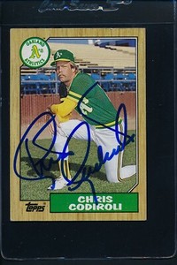 1987 Topps #217 Chris Codiroli A's Signed Auto *18033